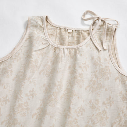Ownkoti Beige Retro Flower Cotton Nightdress - image 2