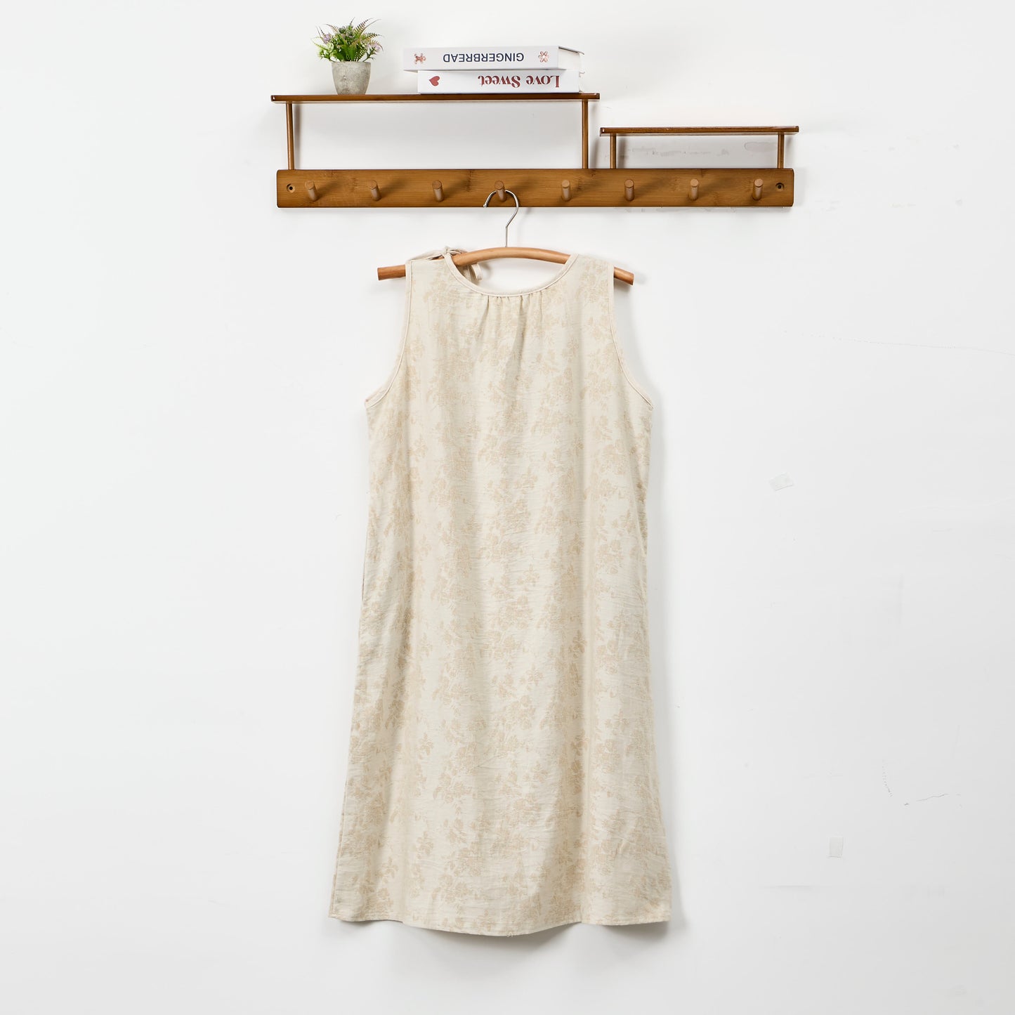 Ownkoti Beige Retro Flower Cotton Nightdress - image 1