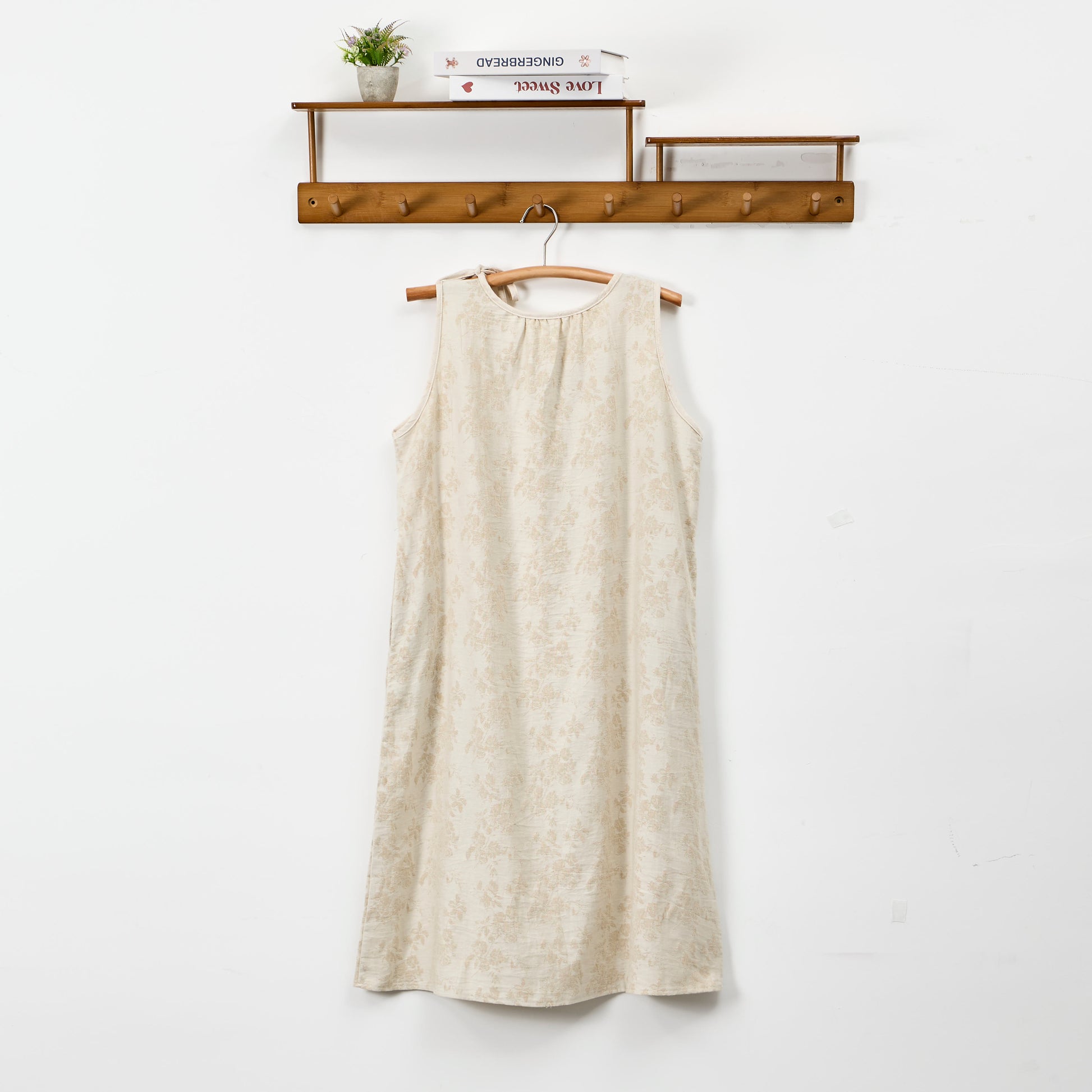 Ownkoti Beige Retro Flower Cotton Nightdress - image 1
