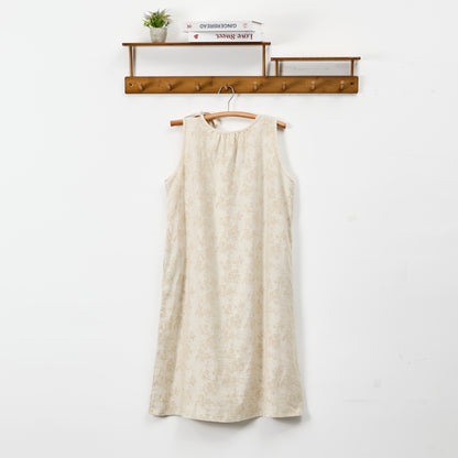 Ownkoti Beige Retro Flower Cotton Nightdress - image 1