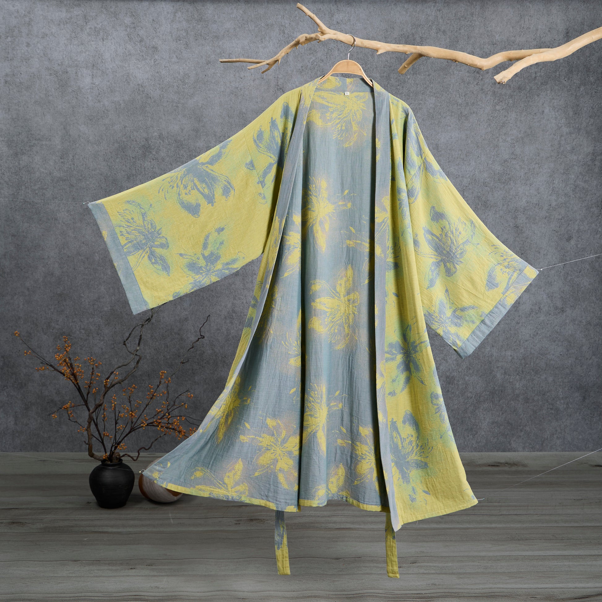Ownkoti Azure Cotton Gauze Kimono Bathrobe  - Light Green - 2XL - image 0