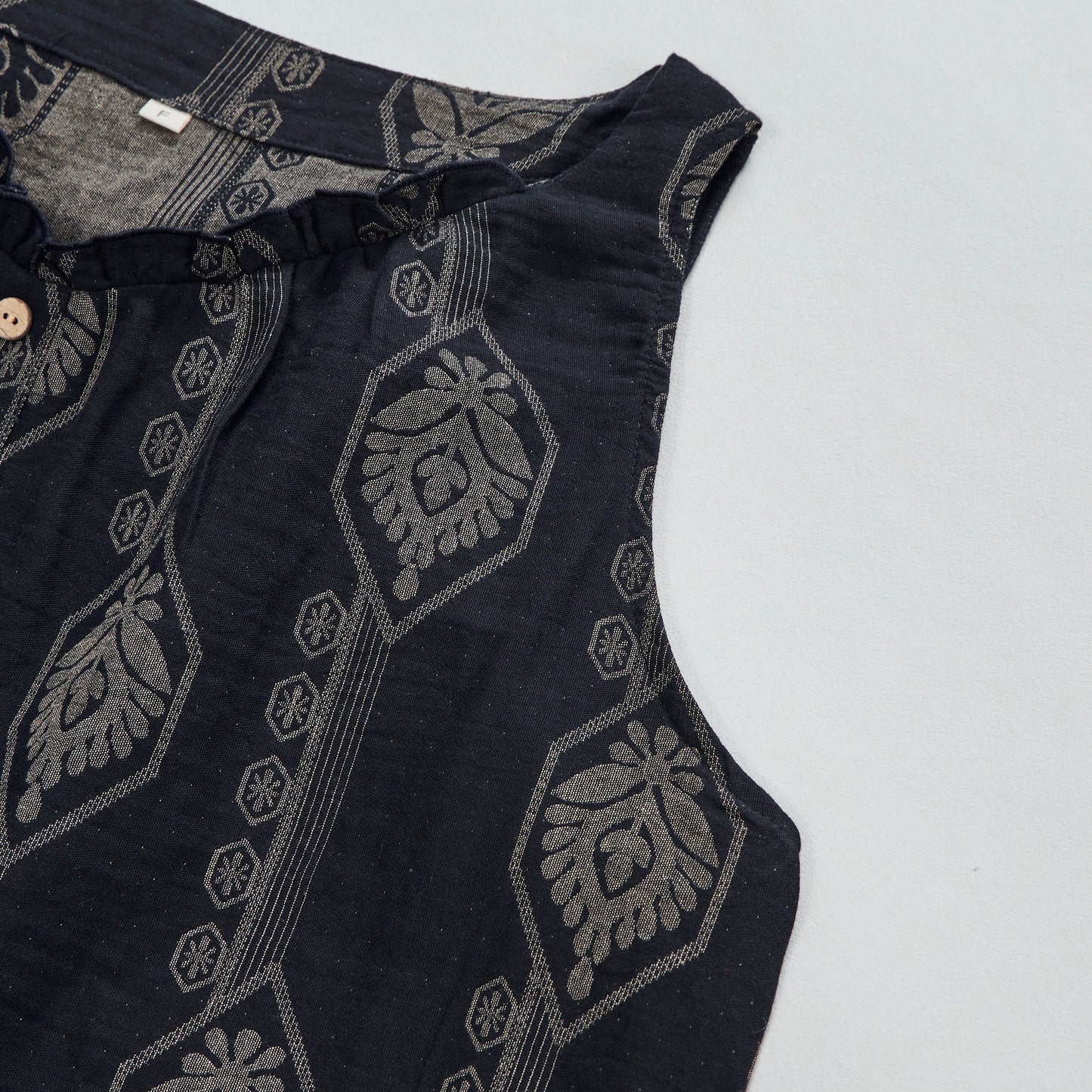 Ownkoti Vintage Navy Blue Geometric Cotton Nightdress - image 3