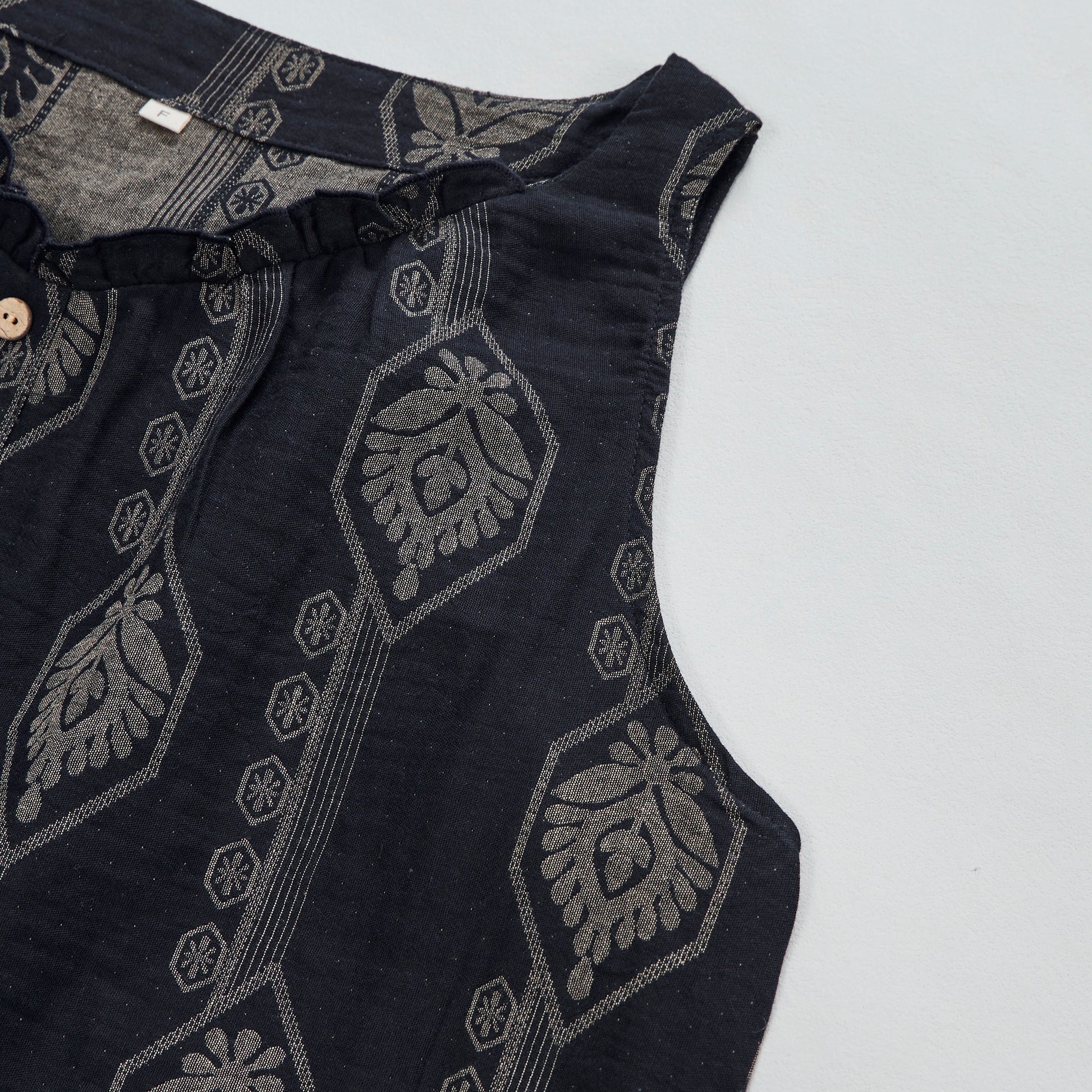 Ownkoti Vintage Navy Blue Geometric Cotton Nightdress - image 3