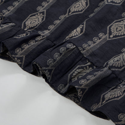 Ownkoti Vintage Navy Blue Geometric Cotton Nightdress - image 7