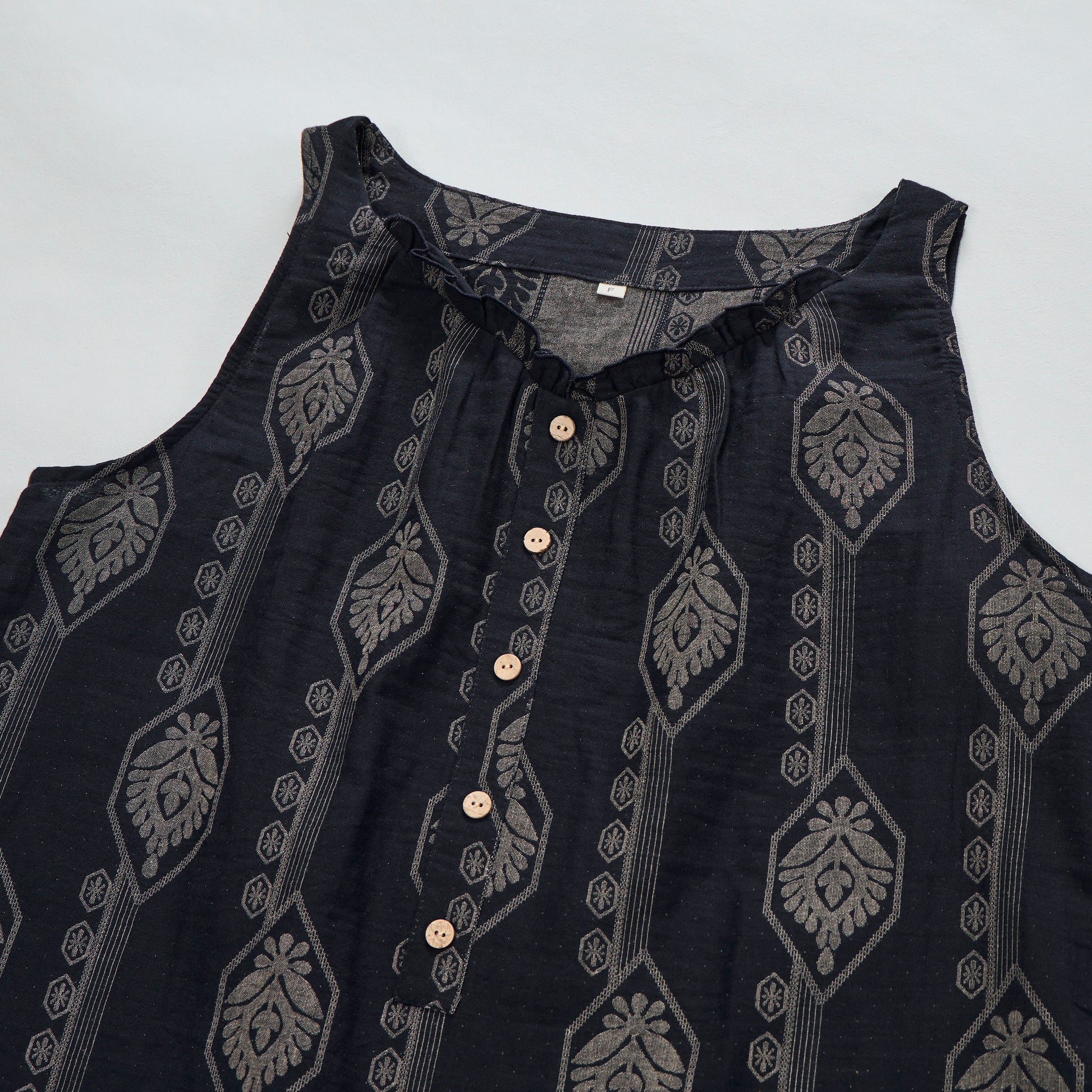 Ownkoti Vintage Navy Blue Geometric Cotton Nightdress - image 2