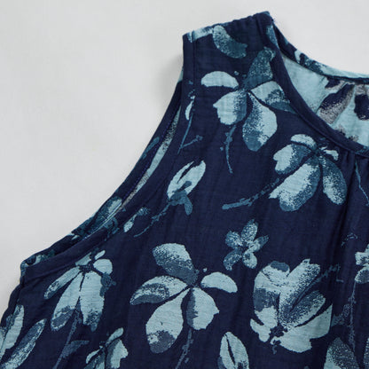 Ownkoti Retro Navy Blue Floral Cotton Tank Loungewear Set - image 3