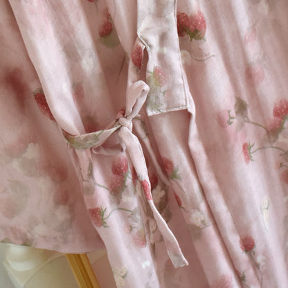 Ownkoti Pink Berry Floral Cotton Kimono Robe - image 5