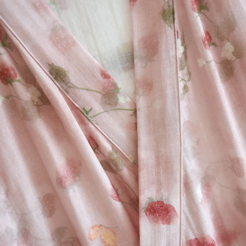 Ownkoti Pink Berry Floral Cotton Kimono Robe - image 4