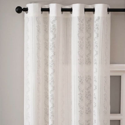 Ownkoti Vertical Stripe Light Filtering Grommet Window Drape - image 3