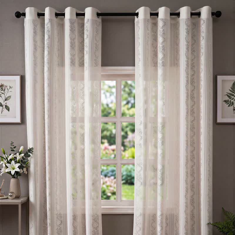 Ownkoti Vertical Stripe Light Filtering Grommet Window Drape - image 2