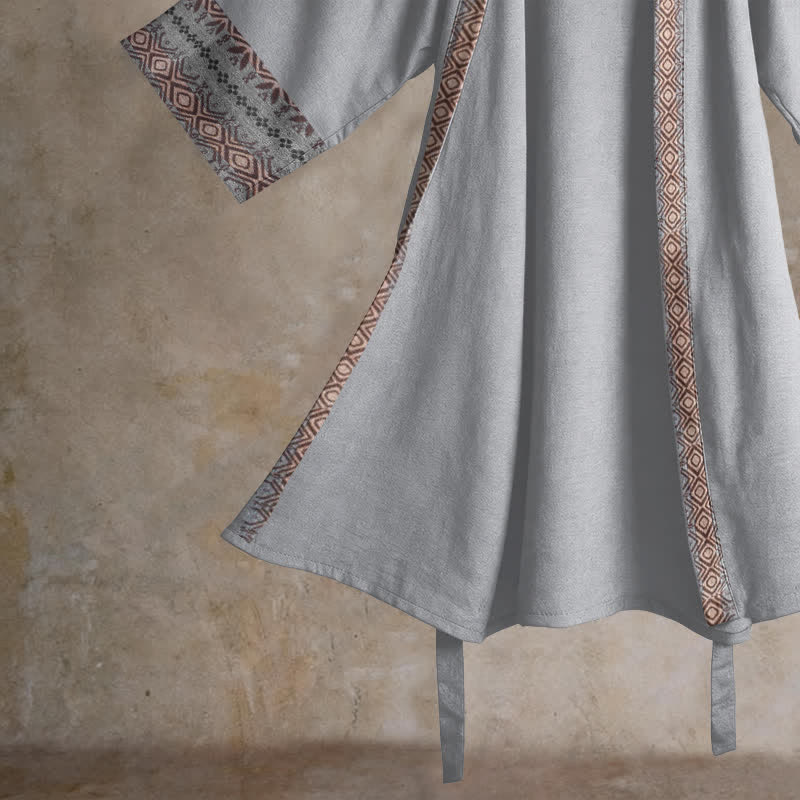 Ownkoti Retro Geometric Border Cotton Lounge Robe - image 9