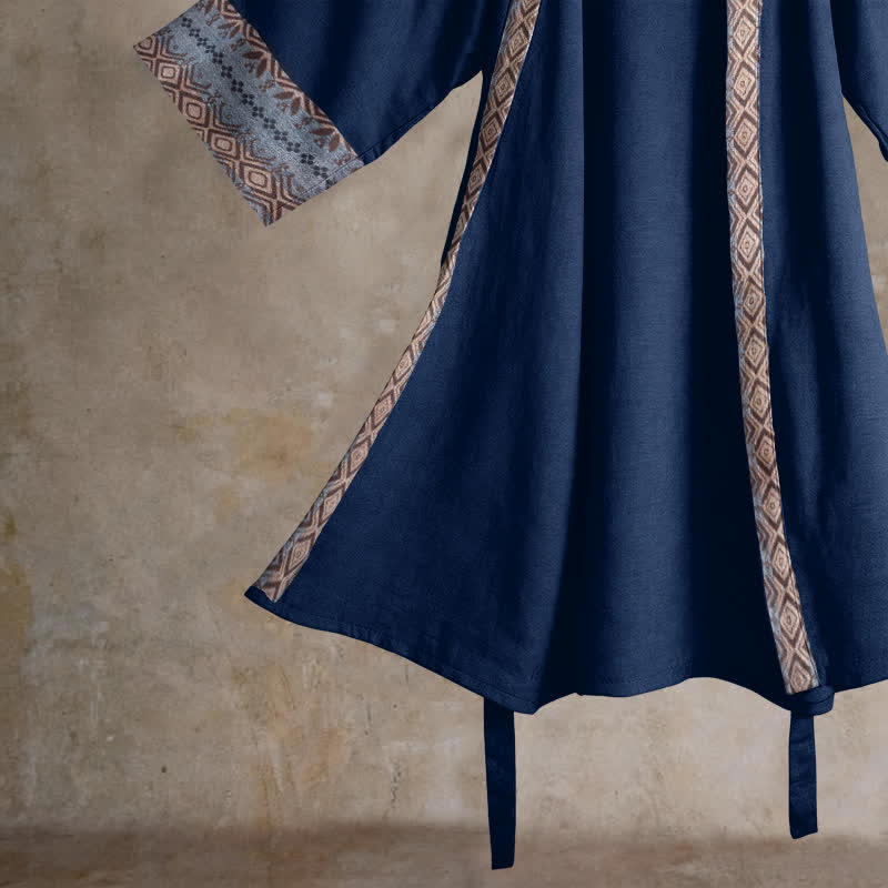 Ownkoti Retro Geometric Border Cotton Lounge Robe - image 4