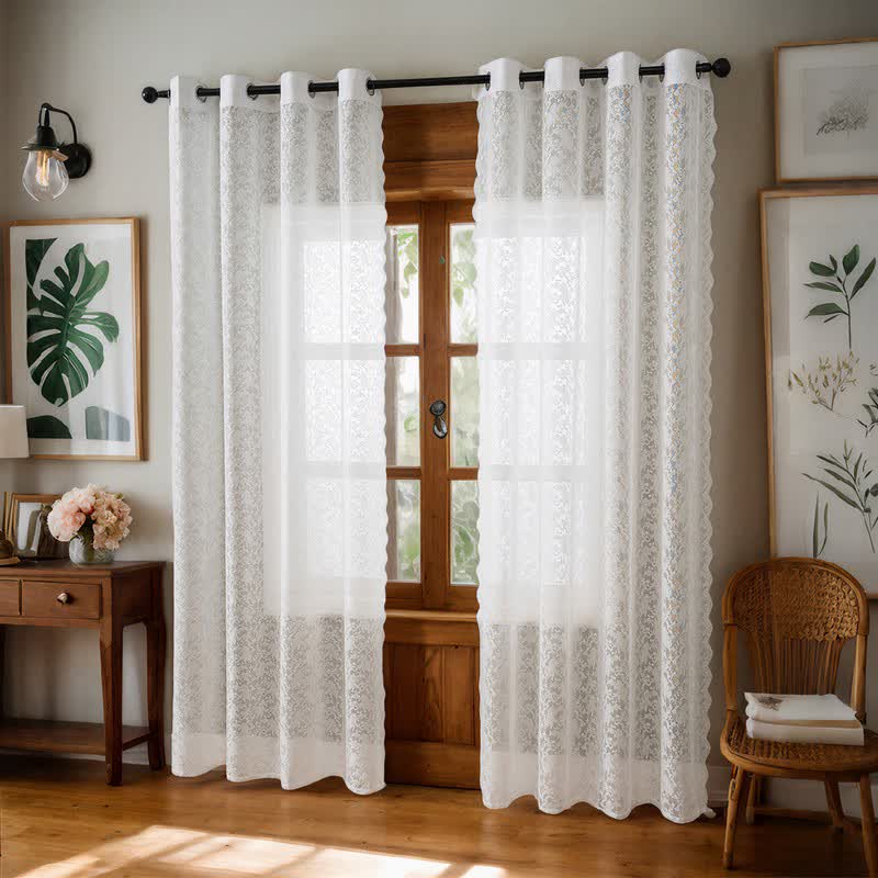 Ownkoti Grommet Top Airy Voile Lace Sheer Curtain - White - 51"W x 95"L - image 6