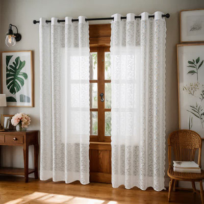 Ownkoti Grommet Top Airy Voile Lace Sheer Curtain - White - 51"W x 95"L - image 6