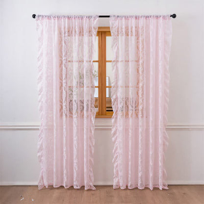 Ownkoti Ruffled Border Light Filtering Window Drape - Pink - 51"W x 108"L - image 18