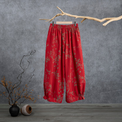 Ownkoti Red Floral Cotton Loungewear Pants - image 1