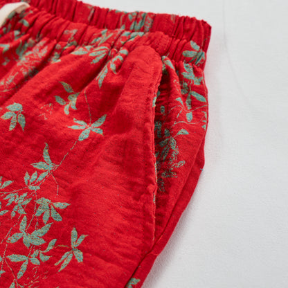 Ownkoti Red Floral Cotton Loungewear Pants - image 3