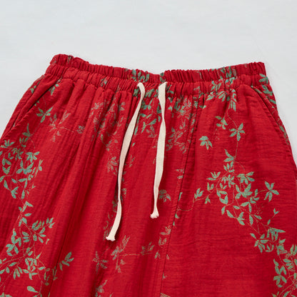 Ownkoti Red Floral Cotton Loungewear Pants - image 2