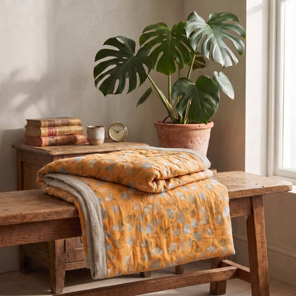 Ownkoti Golden Ginkgo Reversible Cotton Blanket - image 3
