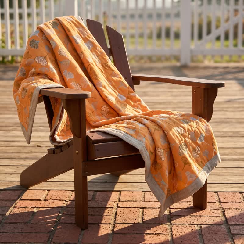 Ownkoti Golden Ginkgo Reversible Cotton Blanket - image 1
