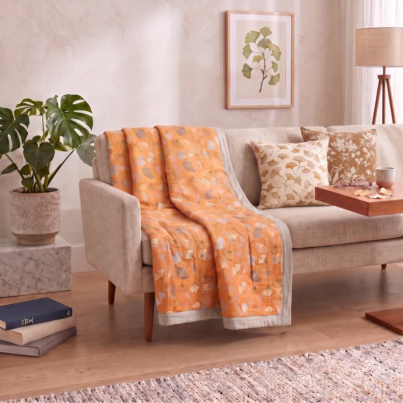Ownkoti Golden Ginkgo Reversible Cotton Blanket - image 5