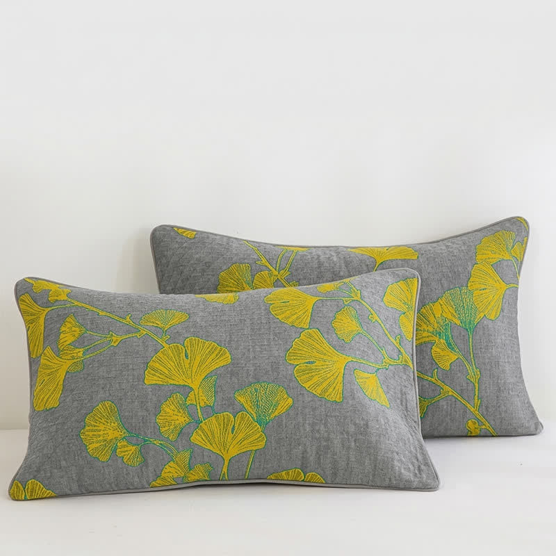 Ownkoti Retro Garden Flower Cotton Reversible Quilt - Light gray - 2PCS Pillowcases - 19" x 36" - image 6