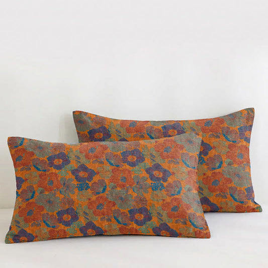 Ownkoti Vintage Multicolor Floral Cotton Reversible Quilt - Orange - 2PCS Pillowcases - 19" x 36" - image 6