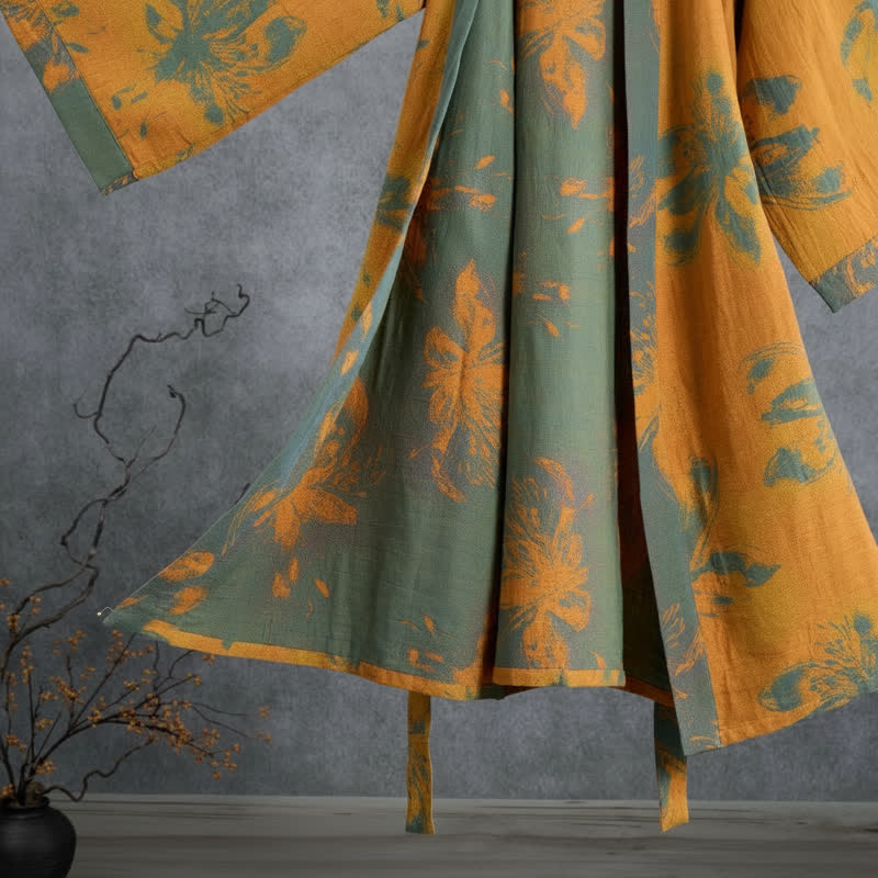 Ownkoti Reversible Vintage Floral Cotton Kimono Robe - image 7