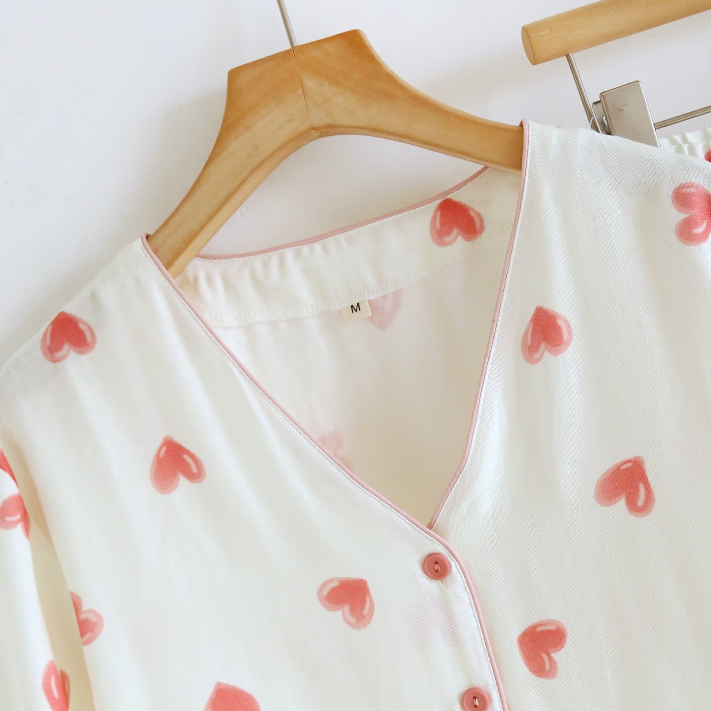 Ownkoti Heart Print Cotton Gauze Loungewear Set（3pcs） - image 1