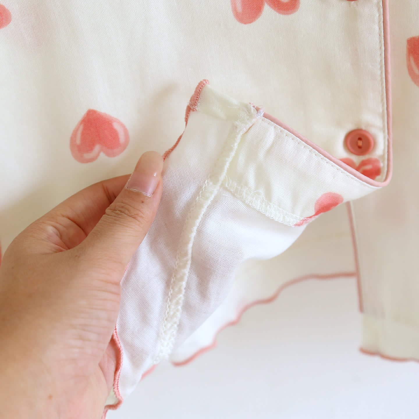 Ownkoti Heart Print Cotton Gauze Loungewear Set（3pcs） - image 3