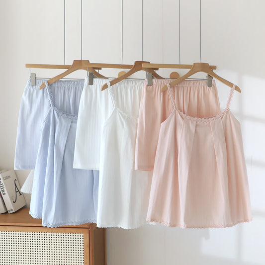 Ownkoti Cotton Lace Trim Padded Cami Pajama Set - image 0