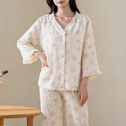 Ownkoti Refresh Floral Cotton Gauze Ruffle Loungewear Set - image 4