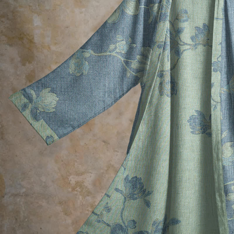 Ownkoti Sage Blue Floral Cotton Kimono Robe - image 3
