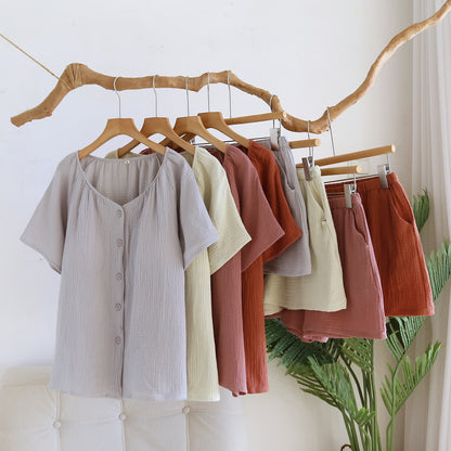 Ownkoti Breezy Cotton Gauze V-Neck Lounge Set - image 0