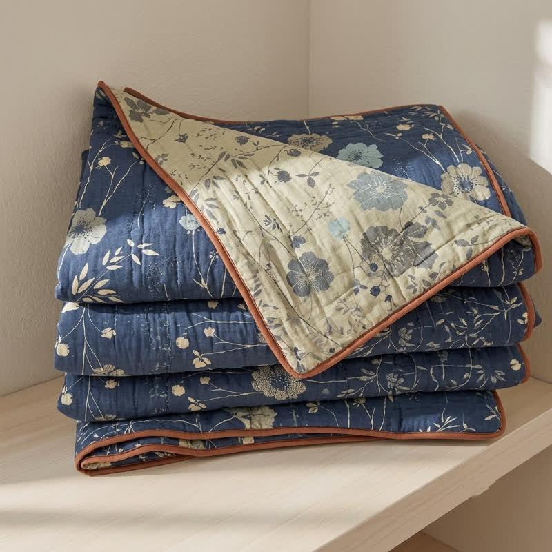 Ownkoti Reversible Blue Floral Cottage Quilt - Blue - King - image 0