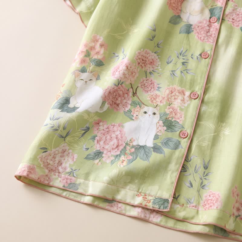 Ownkoti Mint Floral Cat Cotton 3pcs Loungewear Set - image 5