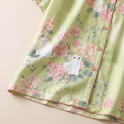 Ownkoti Mint Floral Cat Cotton 3pcs Loungewear Set - image 5