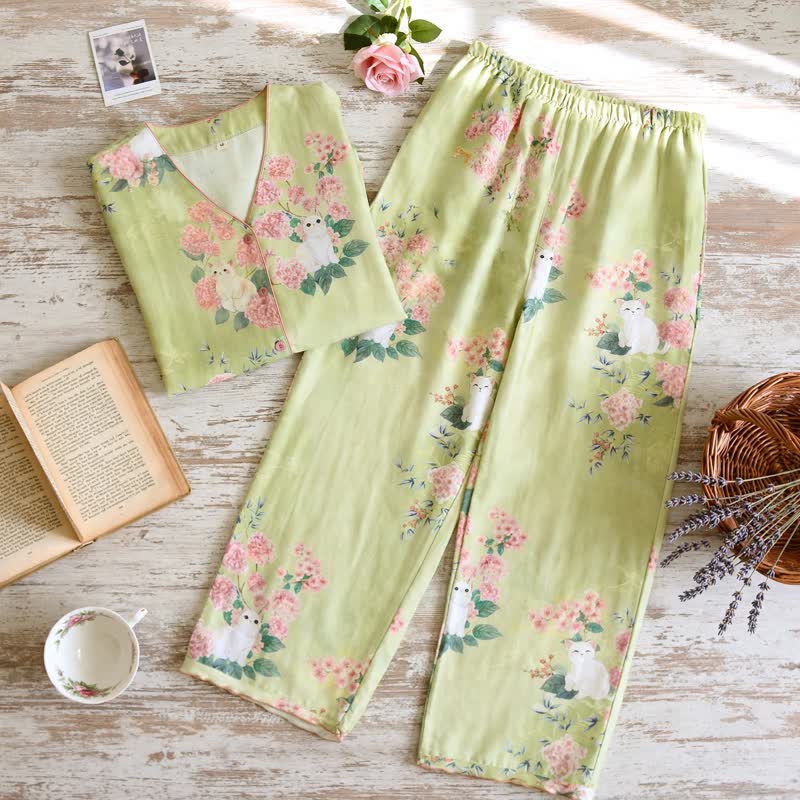 Ownkoti Mint Floral Cat Cotton 3pcs Loungewear Set - image 3