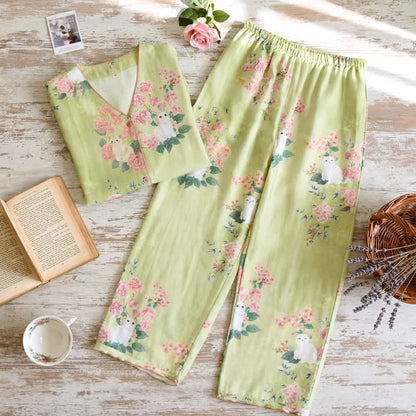 Ownkoti Mint Floral Cat Cotton 3pcs Loungewear Set - image 3
