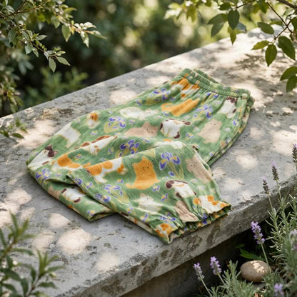 Ownkoti Green Cat Print Harem Loungewear Pants - image 1