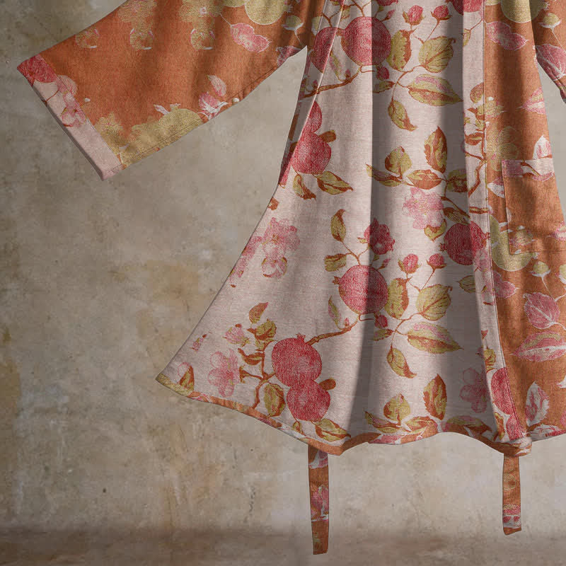 Ownkoti Botanical Pomegranate Print Cotton Kimono Robe - image 4