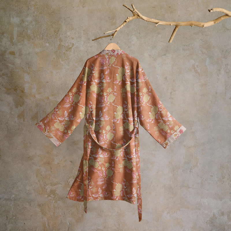 Ownkoti Botanical Pomegranate Print Cotton Kimono Robe - image 1
