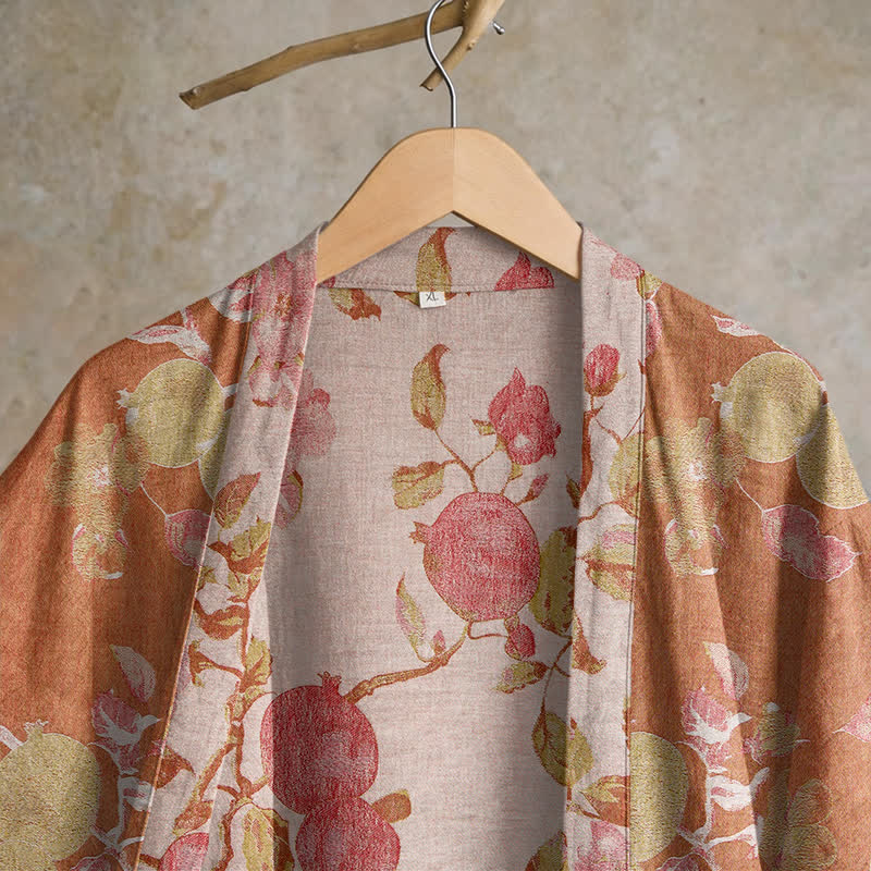 Ownkoti Botanical Pomegranate Print Cotton Kimono Robe - image 2