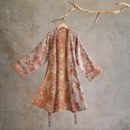 Ownkoti Botanical Pomegranate Print Cotton Kimono Robe - Red & Green - 2XL - image 6