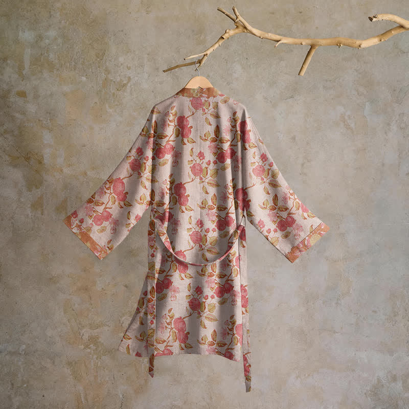 Ownkoti Botanical Pomegranate Print Cotton Kimono Robe - image 7