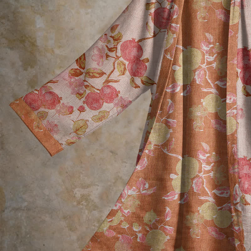 Ownkoti Botanical Pomegranate Print Cotton Kimono Robe - image 9
