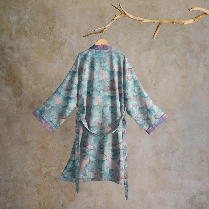 Ownkoti Dreamy Ginkgo Leaf Cotton Kimono Robe - image 1