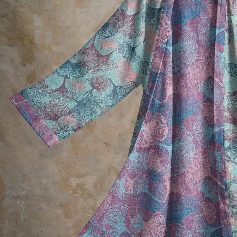 Ownkoti Dreamy Ginkgo Leaf Cotton Kimono Robe - image 3