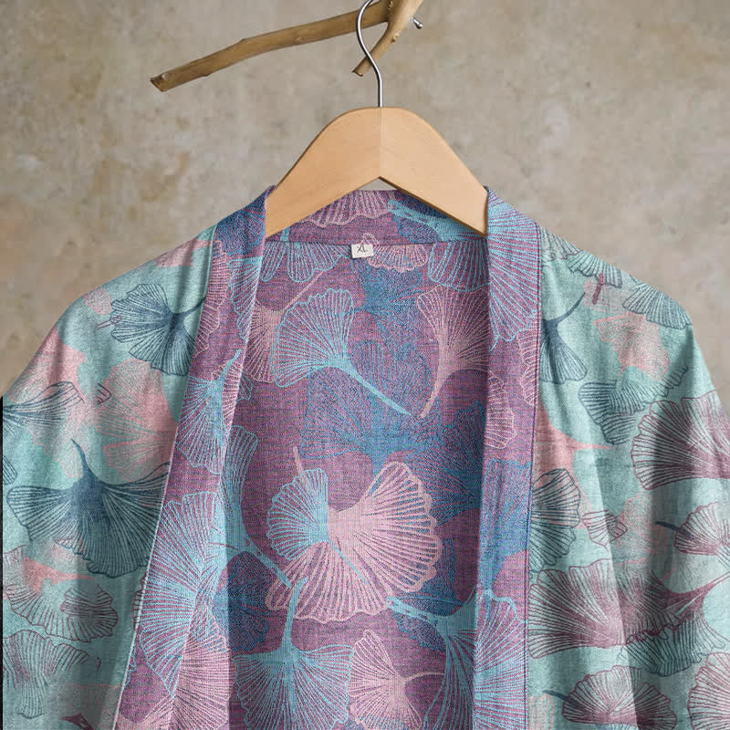 Ownkoti Dreamy Ginkgo Leaf Cotton Kimono Robe - image 2