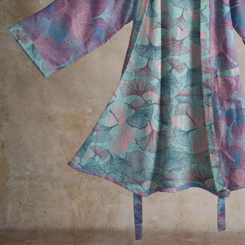 Ownkoti Dreamy Ginkgo Leaf Cotton Kimono Robe - image 10